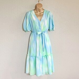 Romantic Spring Garden Party Airy Tiered Ombre Puff Sleeve Dress Alex Marie 6